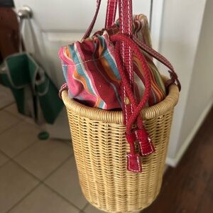 Bath & Body Works Colorful Striped Wicker Mini Bag Cottagecore